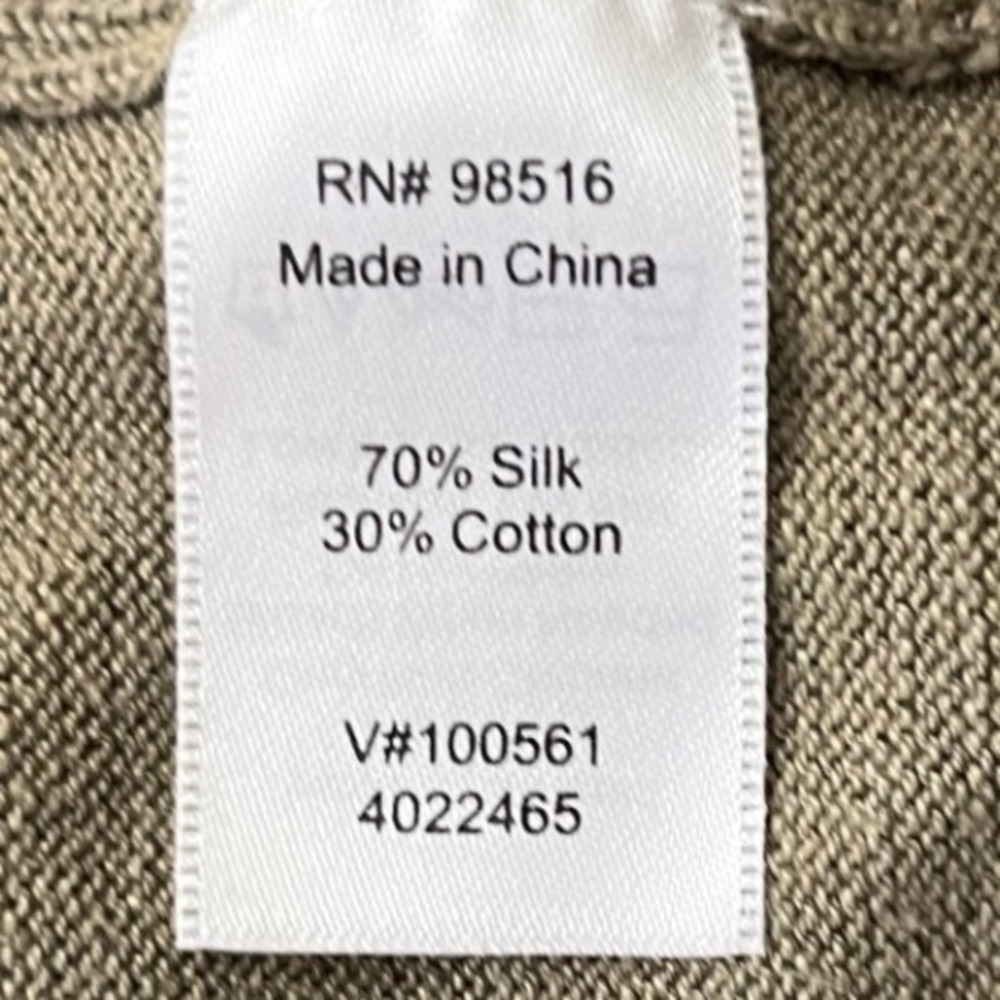 Soft Minimalist Open Front Cardigan Sage Green‎ Silk Cotton Coldwater Creek M - Picture 6 of 9